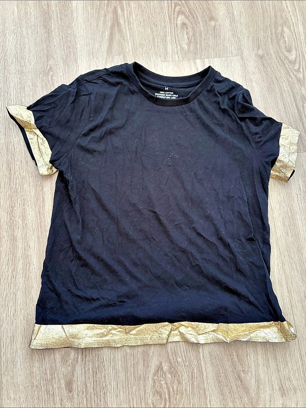 Cynthia Rowley Black & Gold Short Sleeve Tee Size Medium